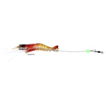 Iscas Artificiais Luminosas em Forma de Camarão para Pesca com Anzol, Comprimento: 7cm, Amarelo Vermelho
