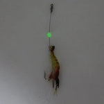 Iscas Artificiais Luminosas em Forma de Camarão para Pesca com Anzol, Comprimento: 7cm, Amarelo Vermelho