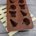 2 Moldes de Silicone para Gelados em Forma de Árvore de Natal e Pai Natal para Sobremesas e Pastelaria