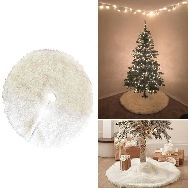 Christmas Tree Plush Skirt White Round Ornament Decoration, Diameter: 90cm, 90cm