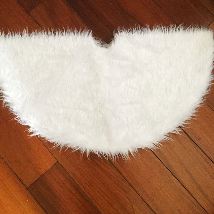 Saia de Árvore de Natal em Plush, Decoração Redonda Branca, Diâmetro: 90cm, 90cm