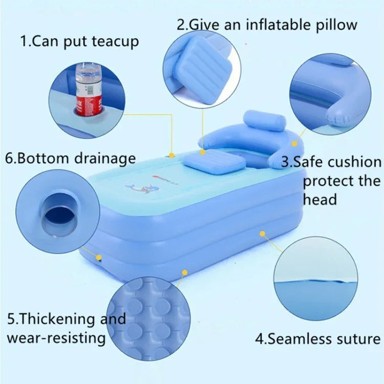 YT-038 Banheira Inflável Dobrável com Fundo de Esponja para Banho Quente para Adultos e Bebés com Bomba de Carregamento, Piscina