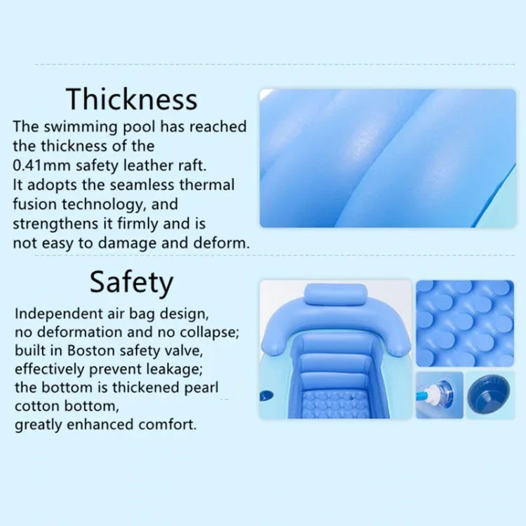 YT-038 Banheira Inflável Dobrável com Fundo de Esponja para Banho Quente para Adultos e Bebés com Bomba de Carregamento, Piscina