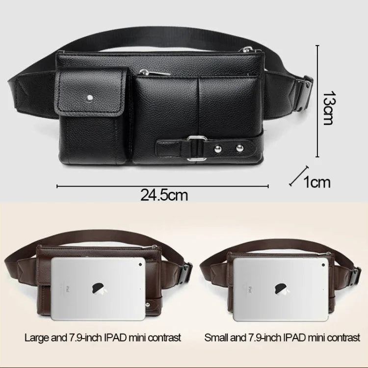 Mala Mensageiro de Ombro Universal para Homem Retro Bolsa de Cintura para Homem, Tamanho: S (24.5cm x 13cm x 1cm)