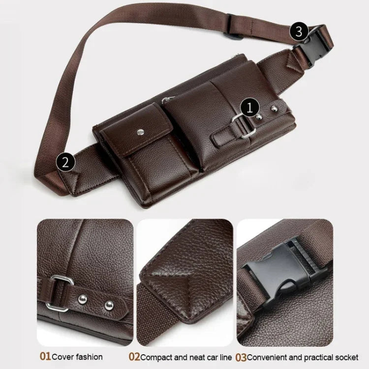Mala Mensageiro de Ombro Universal para Homem Retro Bolsa de Cintura para Homem, Tamanho: S (24.5cm x 13cm x 1cm)