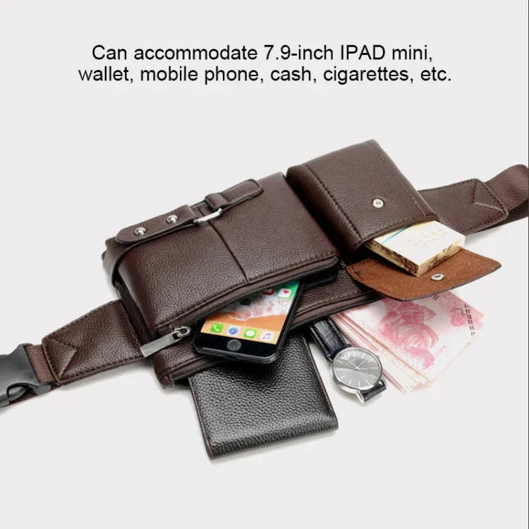 Mala Mensageiro de Ombro Universal para Homem Retro Bolsa de Cintura para Homem, Tamanho: S (24.5cm x 13cm x 1cm)