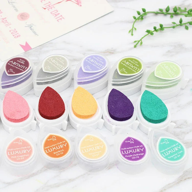 Almofada de Tinta em Forma de Gotas de Água para Crianças, Almofadas de Carimbo Coloridas para DIY Scrapbooking, Entrega de Cor Aleatória, Almofada de Tinta 2