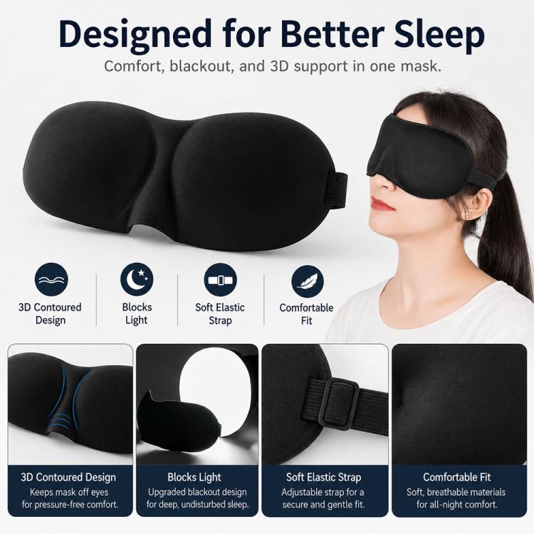 Máscara de Dormir Portátil 3D para Sombreamento e Descanso, Máscara de Olhos Fofa Feminina