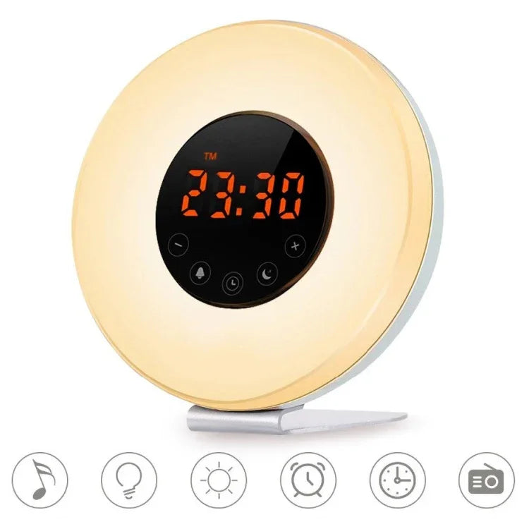 Despertador Inteligente Multifuncional com Luz LED Táctil, Rádio FM, USB