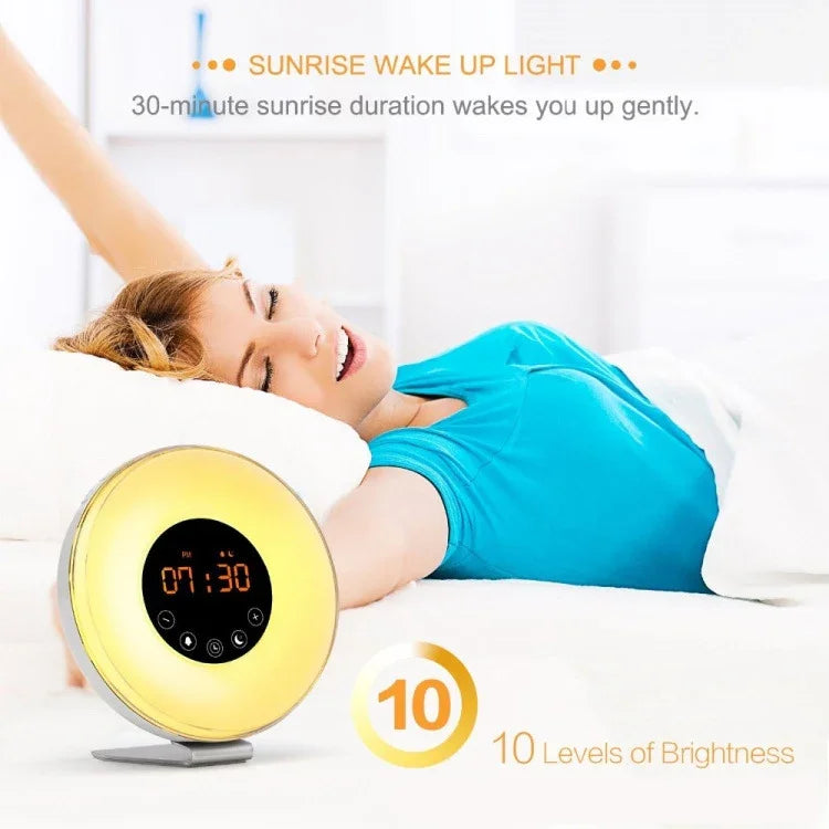 Despertador Inteligente Multifuncional com Luz LED Táctil, Rádio FM, USB