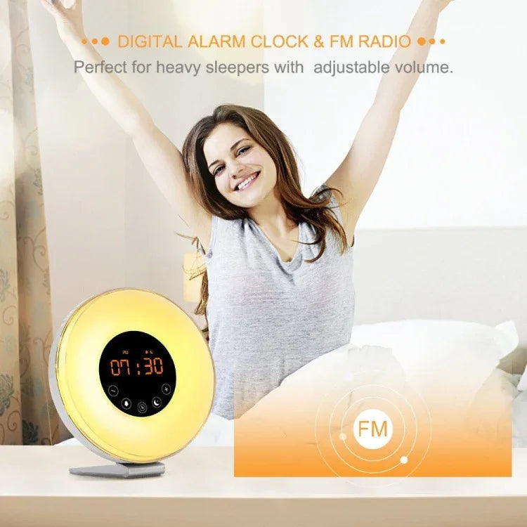 Despertador Inteligente Multifuncional com Luz LED Táctil, Rádio FM, USB