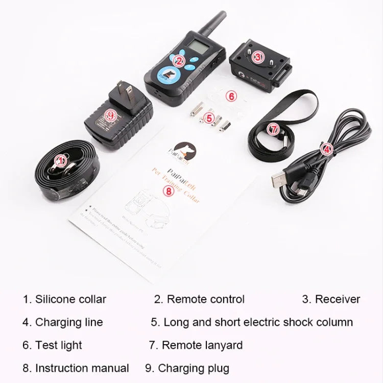 Colar Automático Anti-Latido Sistema de Controlo de Treino para Animais + Colar de Couro PU com Choque Elétrico para Cães, PD520