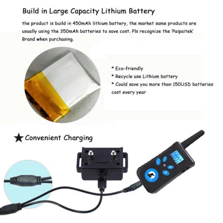 Colar Automático Anti-Latido Sistema de Controlo de Treino para Animais + Colar de Couro PU com Choque Elétrico para Cães, PD520