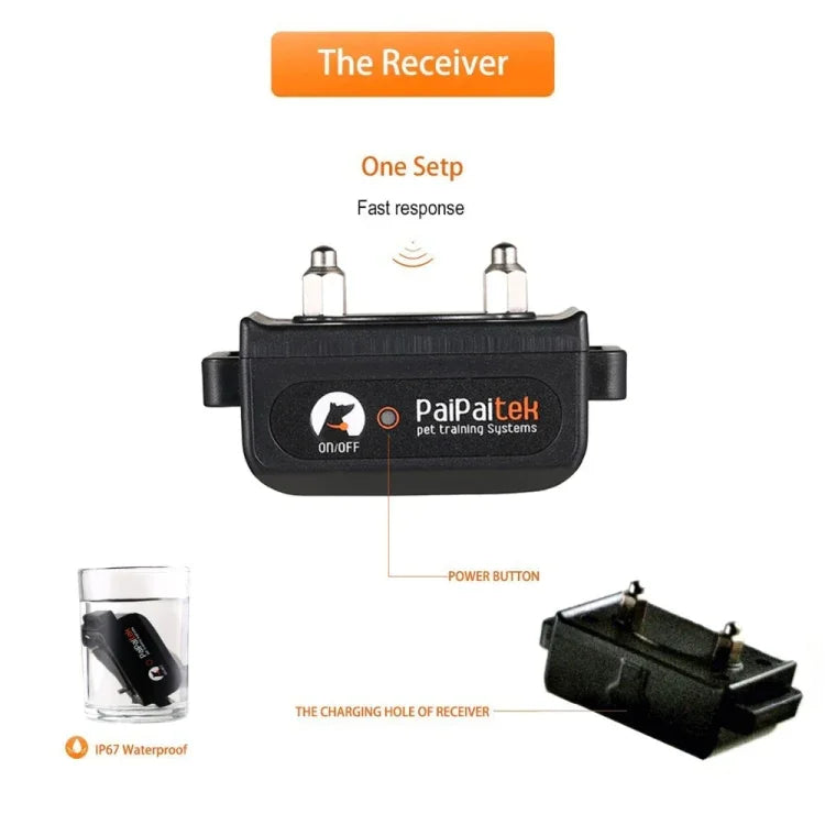 Colar Automático Anti-Latido Sistema de Controlo de Treino para Animais + Colar de Couro PU com Choque Elétrico para Cães, PD520