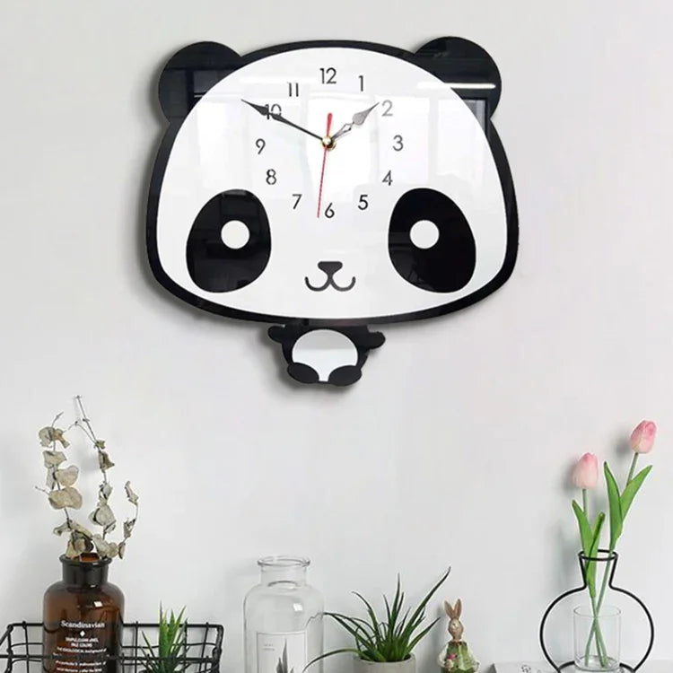 Relógio de Parede em Acrílico com Panda a Balançar para Decoração Criativa de Casa, Escritório e Quarto, Relógio de Parede em Acrílico Panda a Balançar