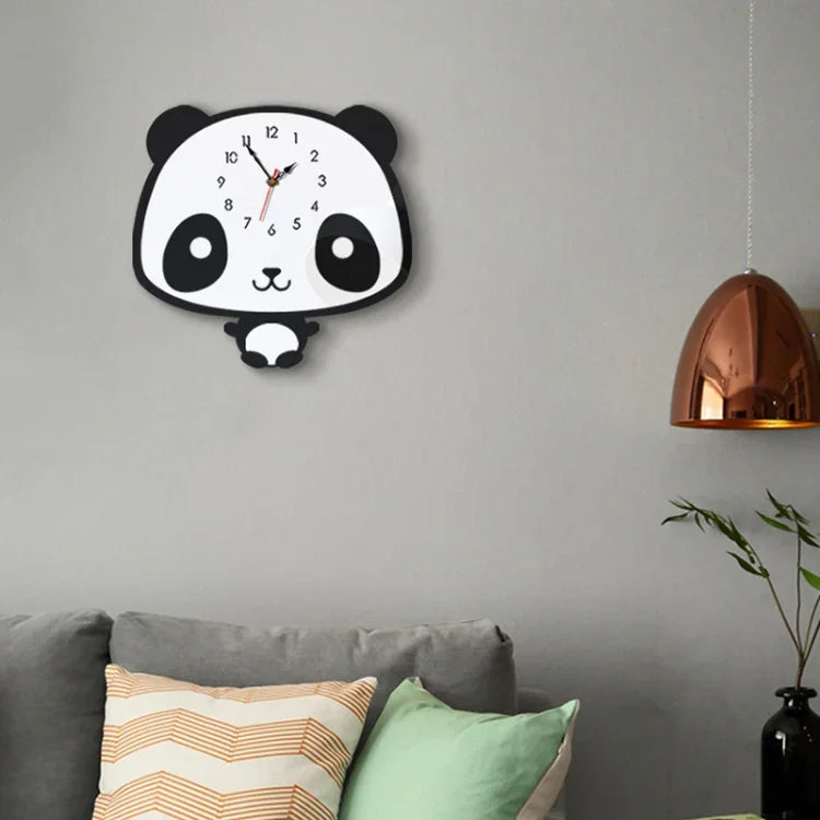 Relógio de Parede em Acrílico com Panda a Balançar para Decoração Criativa de Casa, Escritório e Quarto, Relógio de Parede em Acrílico Panda a Balançar
