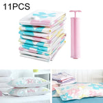 11 PCS Saco de armazenamento a vácuo que poupa espaço com padrão de girassóis, saco de armazenamento a vácuo para edredões e roupas com bomba manual, incluindo: 3 PCS 80*100 cm, 2 PCS 60*80 cm, 3 PCS 50*70 cm, 2 PCS 40*60 cm, 11 PCS saco de armazenamento