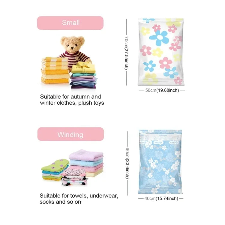 11 PCS Saco de armazenamento a vácuo que poupa espaço com padrão de girassóis, saco de armazenamento a vácuo para edredões e roupas com bomba manual, incluindo: 3 PCS 80*100 cm, 2 PCS 60*80 cm, 3 PCS 50*70 cm, 2 PCS 40*60 cm, 11 PCS saco de armazenamento