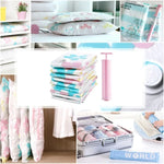 11 PCS Saco de armazenamento a vácuo que poupa espaço com padrão de girassóis, saco de armazenamento a vácuo para edredões e roupas com bomba manual, incluindo: 3 PCS 80*100 cm, 2 PCS 60*80 cm, 3 PCS 50*70 cm, 2 PCS 40*60 cm, 11 PCS saco de armazenamento