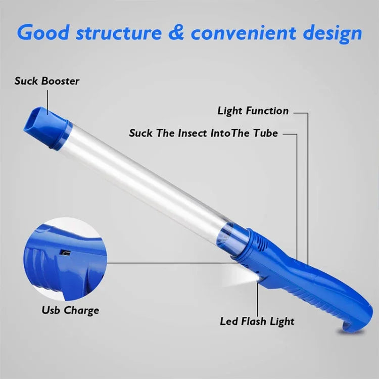 SK818 Armadilha Elétrica USB para Insetos com Sucção, Apanhador de Aranhas com Luz LED, SK818 Azul