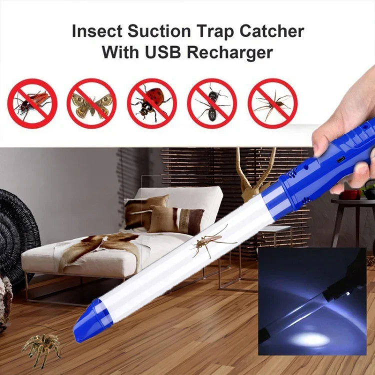 SK818 Armadilha Elétrica USB para Insetos com Sucção, Apanhador de Aranhas com Luz LED, SK818 Azul