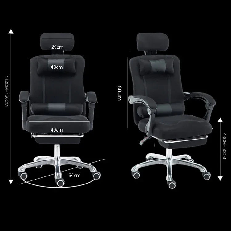 RC-10-1 Cadeira de Computador, Cadeira de Escritório, Cadeira de Jogos em Casa com Tecido de Rede, Descanso para Pés Giratório Elevado, com Pés de Aço