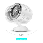 Ventoinha Elétrica de Secretária Portátil Mini com Ciclo de Convecção de Ar e Carregamento USB Ajustável, Suporta Controlo de 2 Velocidades