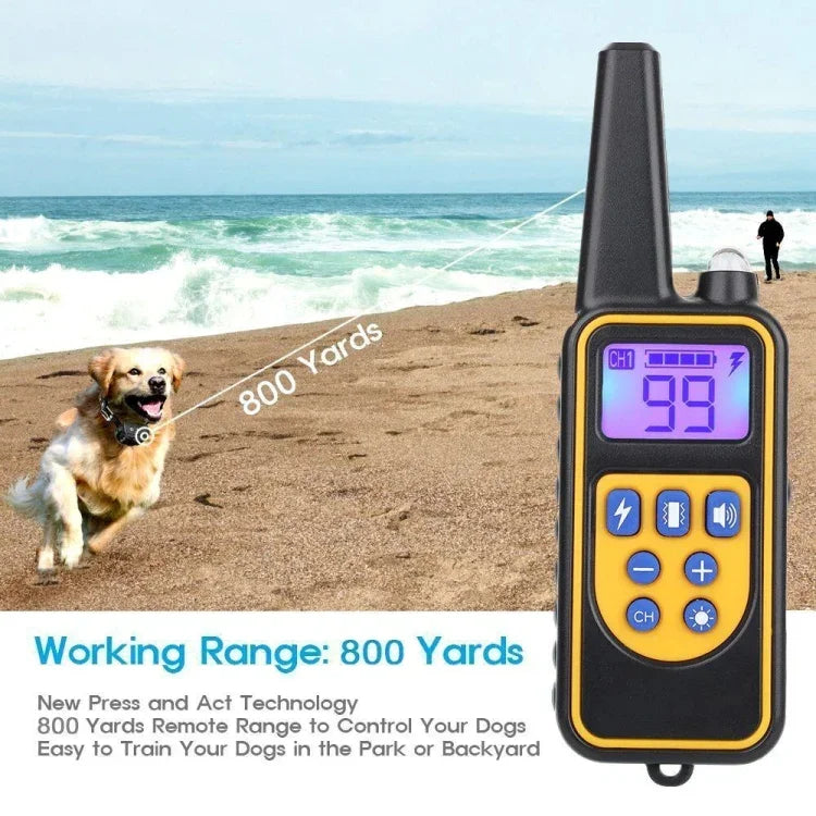 880-2 800 Jardas Colar Recargável com Controlo Remoto para Treino de Cães Dispositivo Anti-Latidos, 880-2 Preto Preto, 880-2 Preto+Laranja