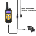 880-2 800 Jardas Colar Recargável com Controlo Remoto para Treino de Cães Dispositivo Anti-Latidos, 880-2 Preto Preto, 880-2 Preto+Laranja
