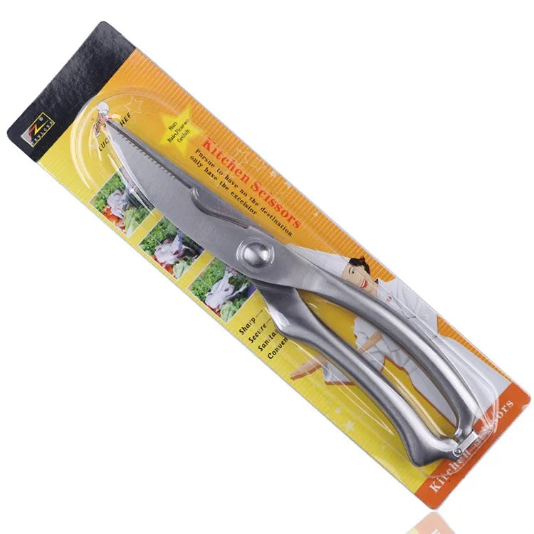 Tesoura de Cozinha de 10 polegadas para Cortar Ossos de Aves, Peixe e Frango, Aço Inoxidável, Embalagem em Blister