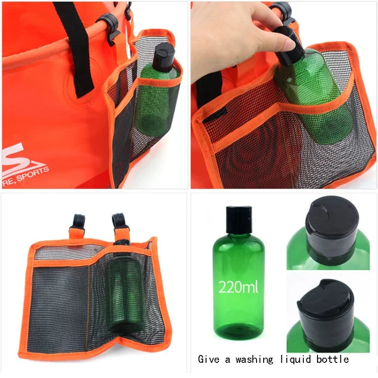 Saco de Equipamento para Campismo e Pesca em PVC Dobrável com Duplo Dreno 4 em 1 30L