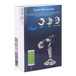 Microscópio Digital USB 3 em 1 com Sensor de Imagem HD 1600X, 8 LEDs e Suporte Profissional