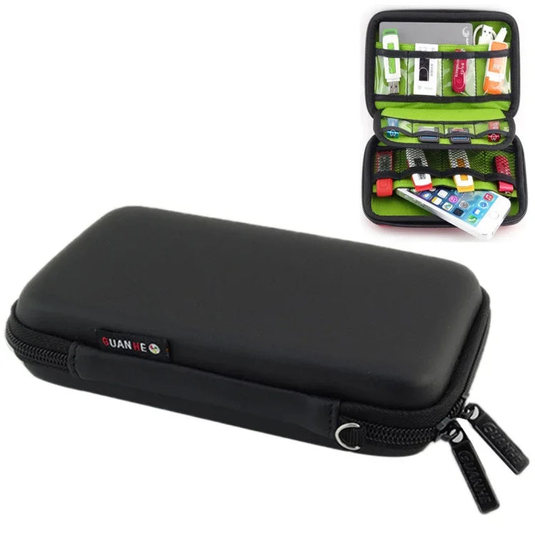 Bolsa de Armazenamento de Viagem para Dispositivos Digitais Multifuncional Portátil em Material EVA para Telemóvel / Power Bank / Disco USB / Disco SD / Consola PSP, Tamanho Interno: 16,5*9,5*3,8cm