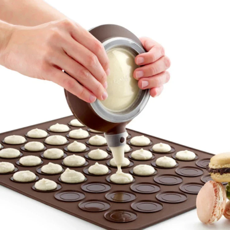 Tapete de Silicone Grande para Assar + Panela com Moldura + Caixa de Cor Conjunto de Moldes para Macarons, Conjunto de Moldes para Macarons