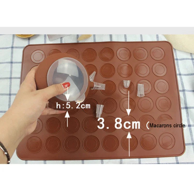 Tapete de Silicone Grande para Assar + Panela com Moldura + Caixa de Cor Conjunto de Moldes para Macarons, Conjunto de Moldes para Macarons