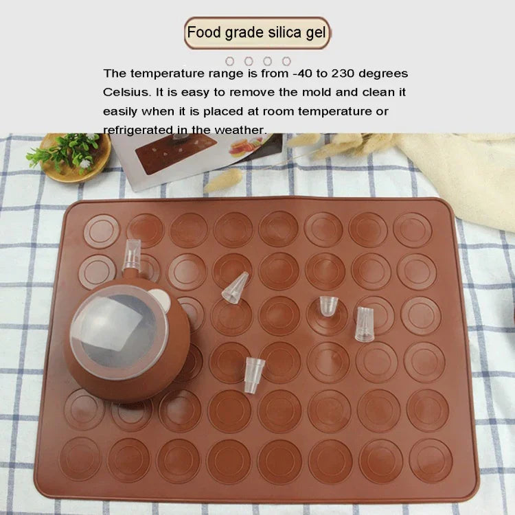 Tapete de Silicone Grande para Assar + Panela com Moldura + Caixa de Cor Conjunto de Moldes para Macarons, Conjunto de Moldes para Macarons