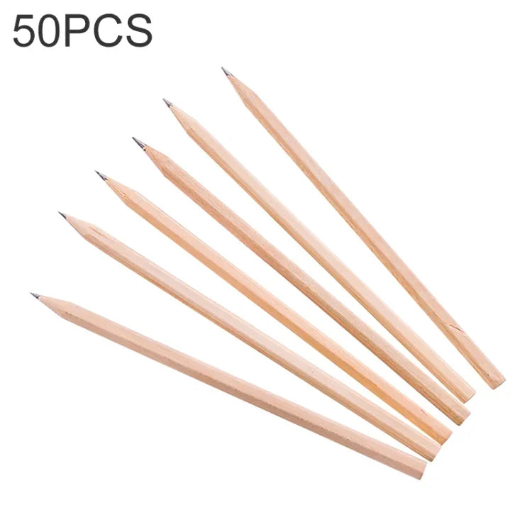 50 PCS Lápis HB de Madeira Bruta Ecológicos para Crianças Material Escolar Escritório, Lápis HB