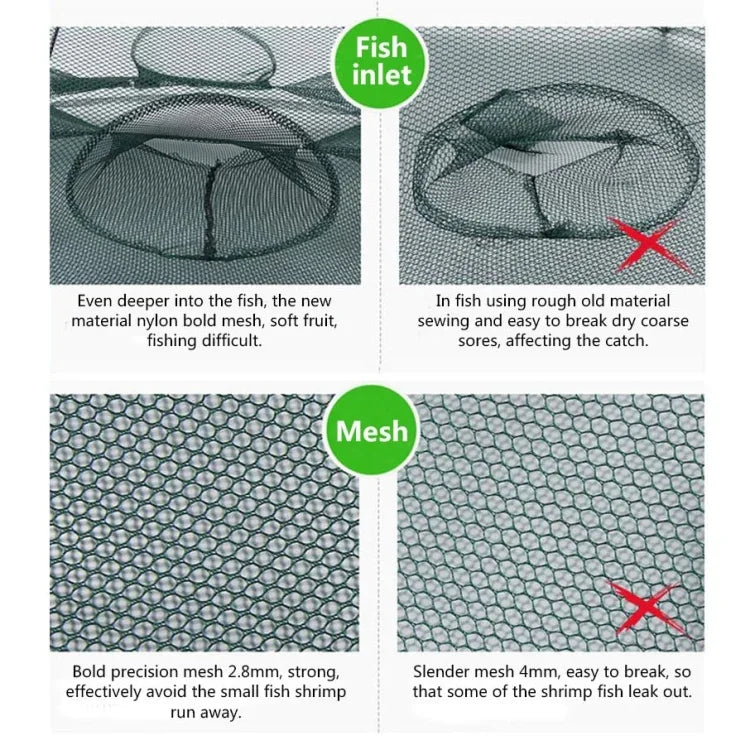 Rede de Pesca Automática Dobrável com 4 Furos em Nylon para Camarão, Caranguejo, Peixe Minnow, Rede de Arremesso, Acessório de Pesca, 4 Furos