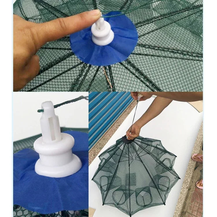 Rede de Pesca Dobrável Automática com 8 Furos em Nylon para Camarão, Caranguejo, Robalo, Armadilha para Peixe, Rede de Pesca, 8 Furos