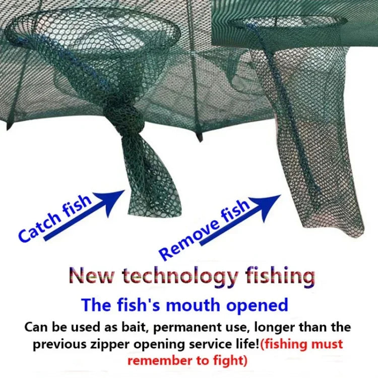 Rede de Pesca Dobrável Automática com 10 Furos em Nylon para Camarão, Caranguejo, Robalo, Armadilha para Peixe, Rede de Pesca, 10 Furos
