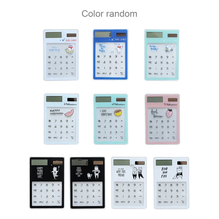Calculadora com Ecrã LED de 8 Dígitos, Teclado Tátil Transparente e Painel Solar, Entrega de Cor Aleatória, Calculadora de 8 Dígitos