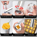Máquina Multifuncional para Bolachas e Biscoitos com Moldes para Decoração, 20 Moldes e 4 Bicos, Prateado Multifuncional