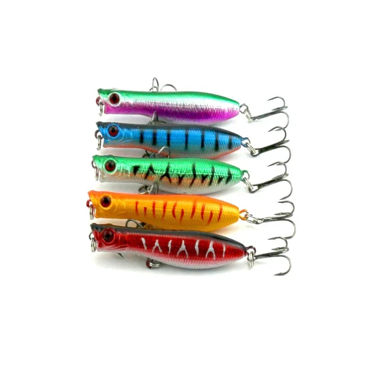 Iscas Artificiais de Pesca HENGJIA Popper Isco Biónico com Anzóis, Comprimento: 6 cm, Entrega de Cor Aleatória, Comprimento: 6 cm