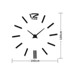 Relógio Silencioso de Parede com Adesivo de Espelho 3D DIY Sem Moldura para Decoração Moderna de Quarto e Escritório, 39 polegadas, MH101 (Preto), M001 (Dourado), M001 (Prateado)