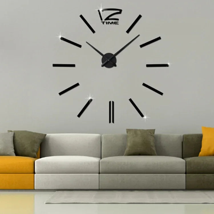 Relógio Silencioso de Parede com Adesivo de Espelho 3D DIY Sem Moldura para Decoração Moderna de Quarto e Escritório, 39 polegadas, MH101 (Preto), M001 (Dourado), M001 (Prateado)