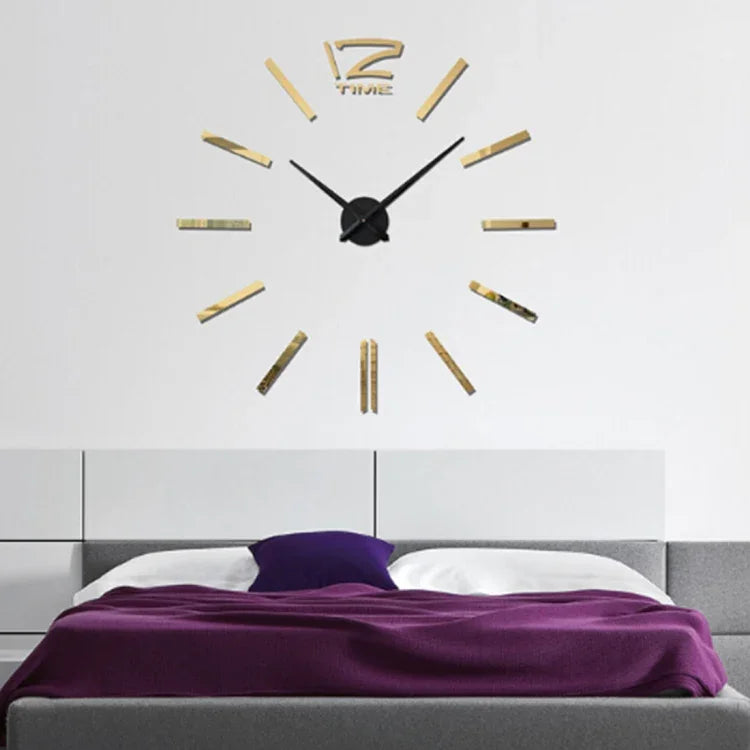 Relógio Silencioso de Parede com Adesivo de Espelho 3D DIY Sem Moldura para Decoração Moderna de Quarto e Escritório, 39 polegadas, MH101 (Preto), M001 (Dourado), M001 (Prateado)
