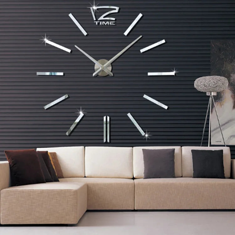 Relógio Silencioso de Parede com Adesivo de Espelho 3D DIY Sem Moldura para Decoração Moderna de Quarto e Escritório, 39 polegadas, MH101 (Preto), M001 (Dourado), M001 (Prateado)