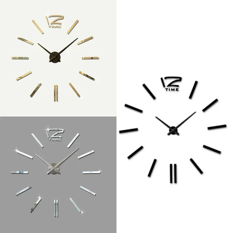 Relógio Silencioso de Parede com Adesivo de Espelho 3D DIY Sem Moldura para Decoração Moderna de Quarto e Escritório, 39 polegadas, MH101 (Preto), M001 (Dourado), M001 (Prateado)