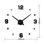 Relógio Mudo de Parede 3D DIY Grande com Números Espelhados Sem Moldura para Decoração de Quarto, Tamanho: 100*100cm, 3M005 (Preto), 3M005 (Dourado), 3M005 (Prateado)