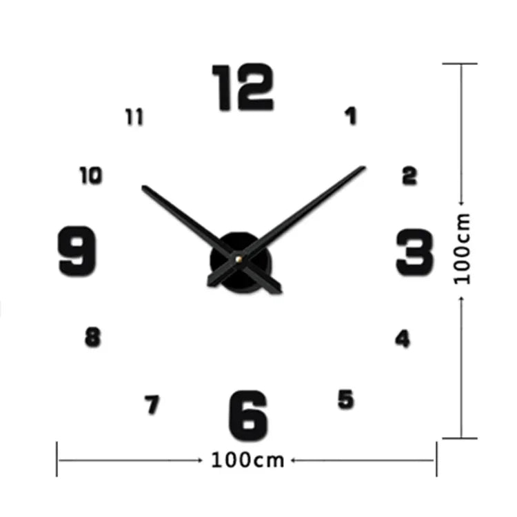 Relógio Mudo de Parede 3D DIY Grande com Números Espelhados Sem Moldura para Decoração de Quarto, Tamanho: 100*100cm, 3M005 (Preto), 3M005 (Dourado), 3M005 (Prateado)